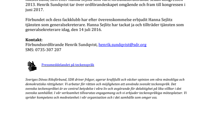 Henrik Sundqvist tar över ordförandeskapet