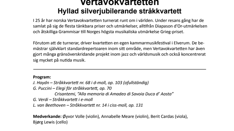 Vertavokvartetten • Hyllad silverjubilerande stråkkvartett