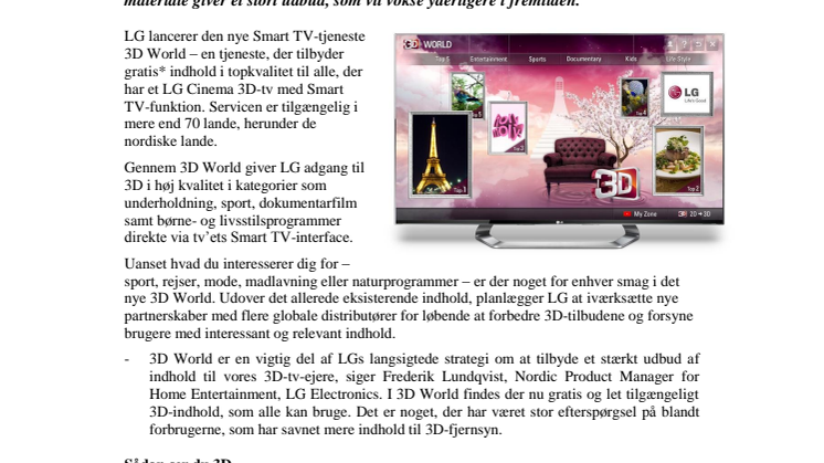 En ny verden åbner sig, når LG lancerer ny tjeneste til LG Smart TV