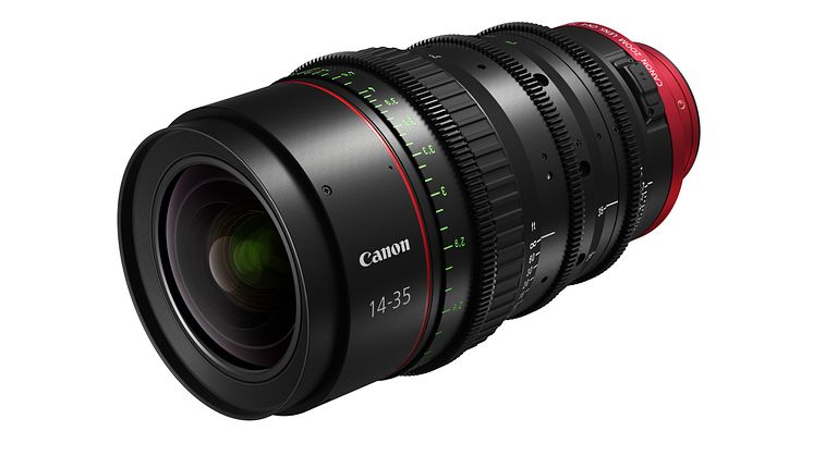 One of the two new Super 35mm lenses in the Flex Zoom line-up, Canon CN-E14-35mm T1.7 L S / SP.