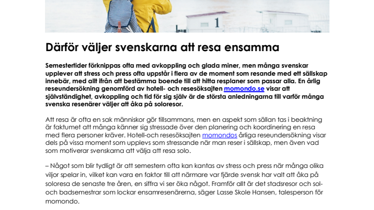 Därför väljer svenskarna att resa ensamma