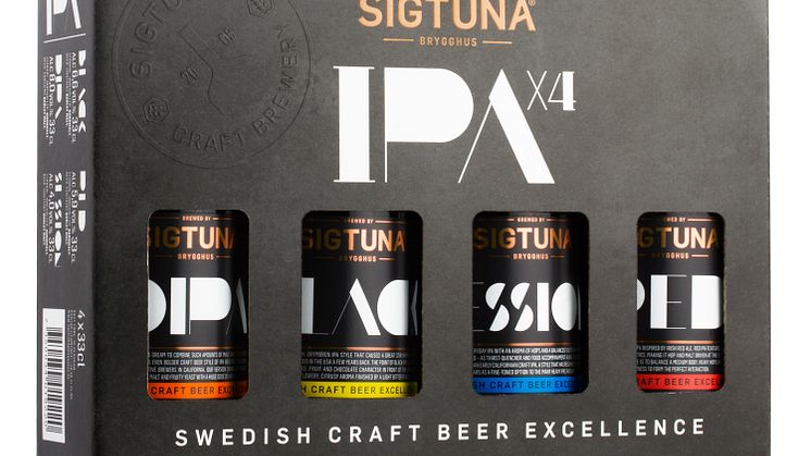 Fyra olika IPA i en box från Sigtuna Brygghus