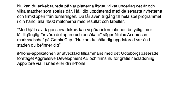 Gothia Cup släpper besökarguide för iPhone