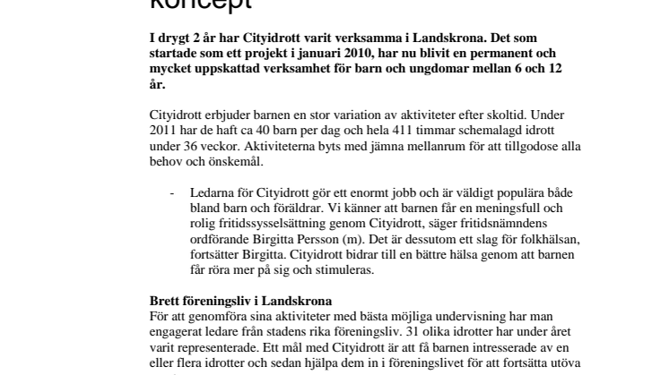 Cityidrott – ett framgångsrikt koncept