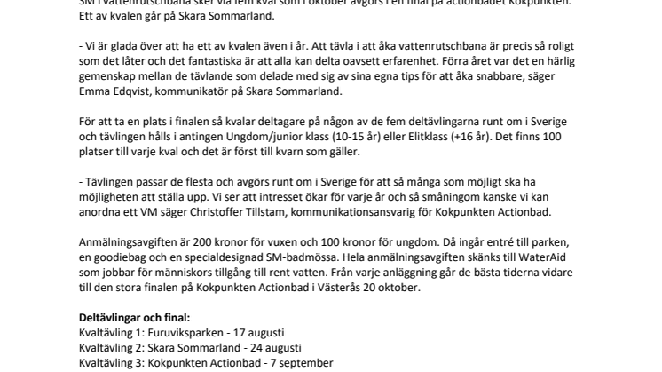 Skara Sommarland arrangerar kval för SM i vattenrutschbana