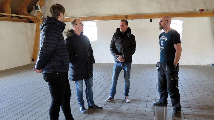 Adam Danielsson, Stefan Olofsson, Johan Hallberg och Daniel Arnoldsson i Slottslängorna. Foto: Sölvesborgs kommun, finns att ladda ner i större format på länken nedan.