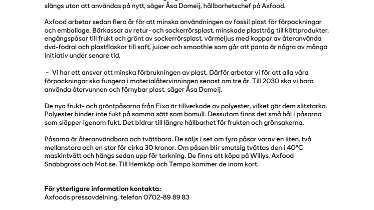 Nya flergångspåsar minskar plastförbrukningen