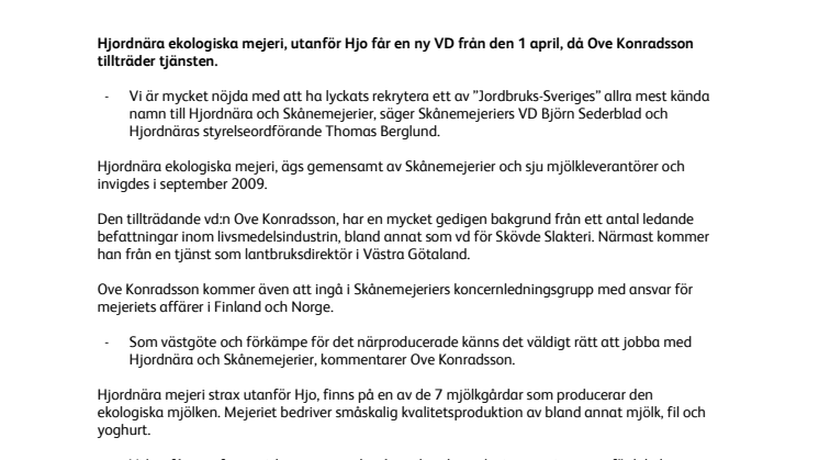 Västgötaprofilen Ove Konradsson ny VD för Hjordnära