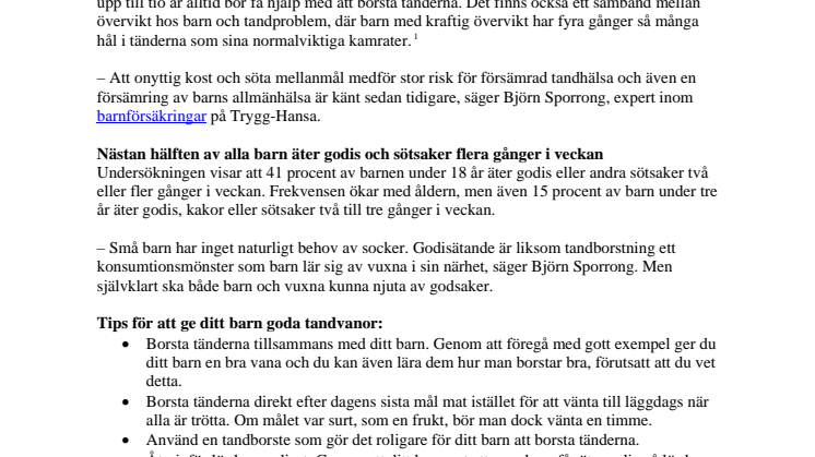 Var femte barn mellan tre och fem år får inte hjälp med tandborstningen