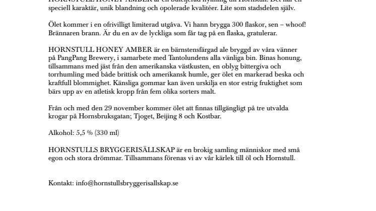 HORNSTULL HONEY AMBER – En ofrivilligt limiterad ölutgåva