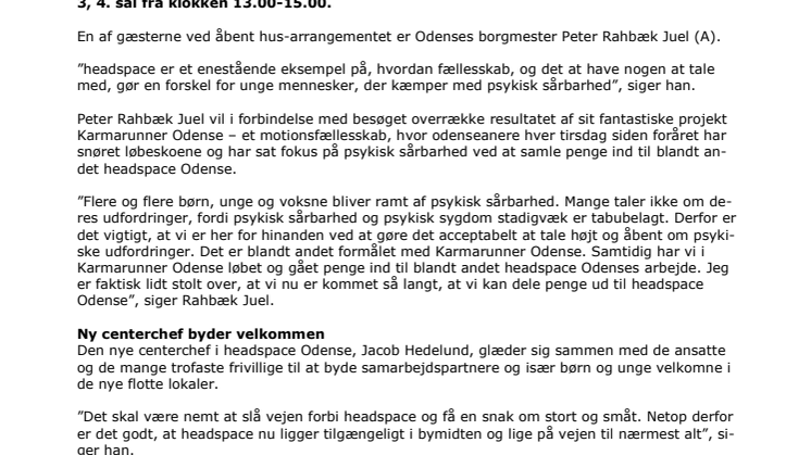 headspace Odense åbner i nye lokaler