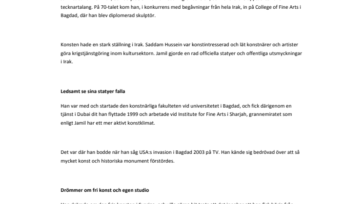 Irakisk skulptör drömmer om ateljé i Göteborg  