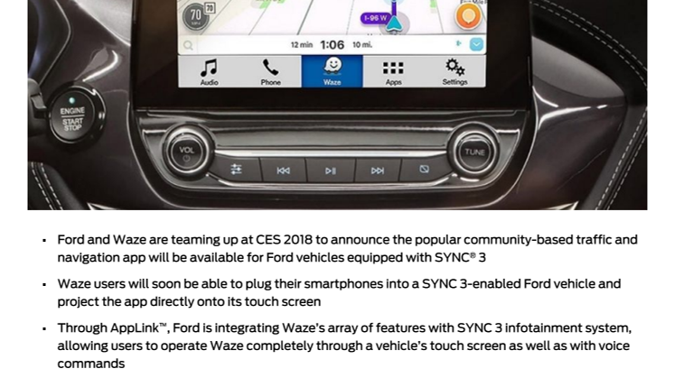 Ford integrerer Waze navigations og trafikapp i bilerne - CES 2018