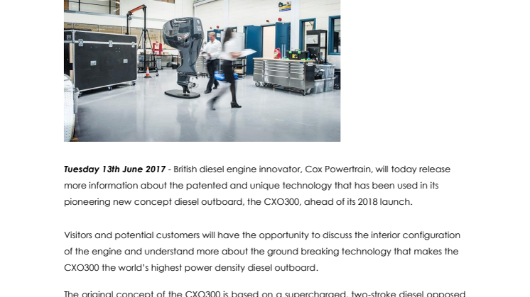 Cox Powertrain: Seawork to Provide an Insight into the Cutting Edge Technology Behind The CXO300 