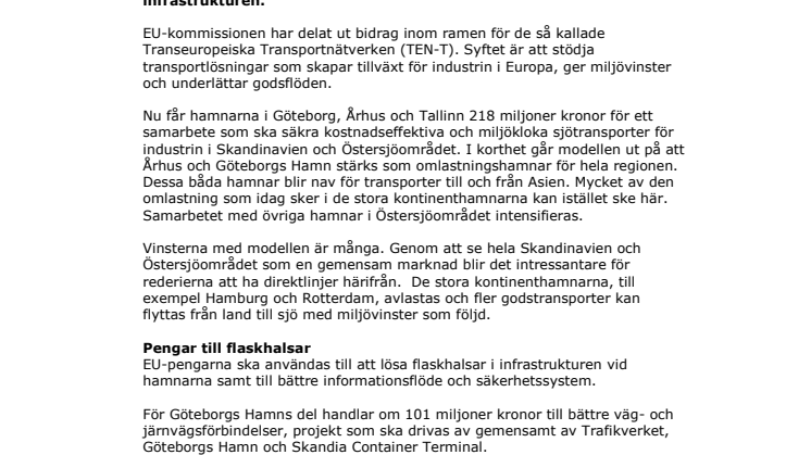 EU satsar på Göteborgs Hamn