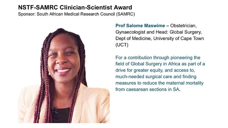 Professor Salome Maswime wins Clinician-Scientist Award 