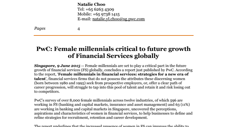 PwC: Female millennials critical to future growth of Financial Services globally