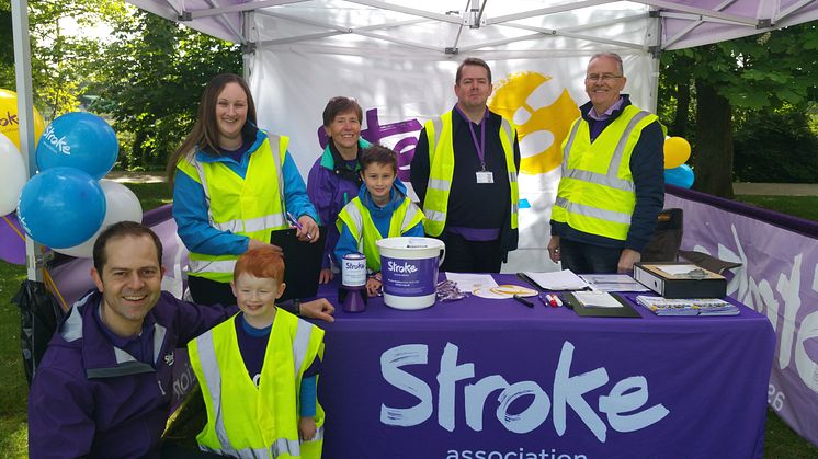 Jim Black (second right) with former mayor of Antrim Brian Graham at last years Step out for Stroke