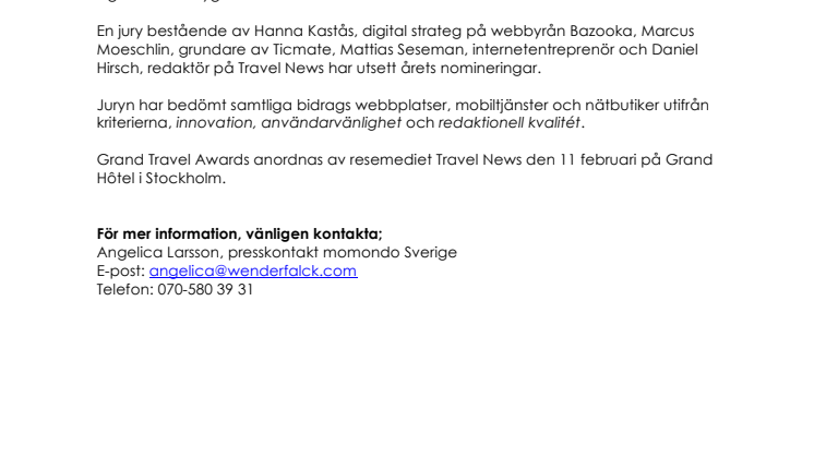 momondo återigen nominerade till digitalt pris