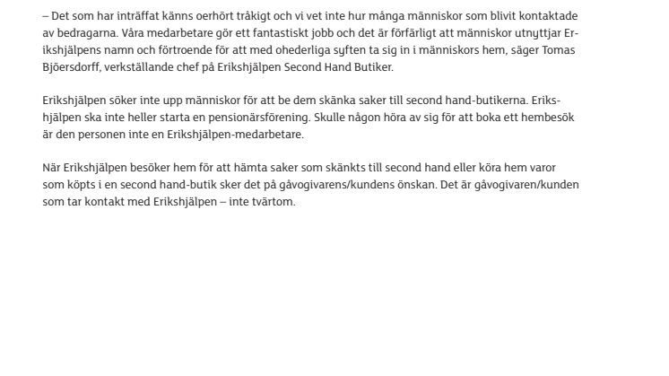 Falska Erikshjälpen-arbetare polisanmälda