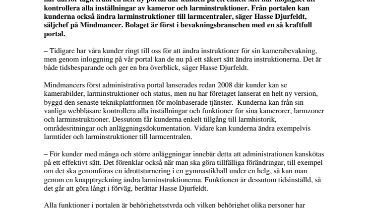 Kostnadseffektivare bevakning med ny portal