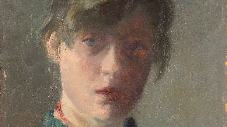 Marie Krøyer, Självporträtt, 1889. Olja på trä, 27 x 20,9 cm. Foto: Skagens Kunstmuseer. Bild beskuren.