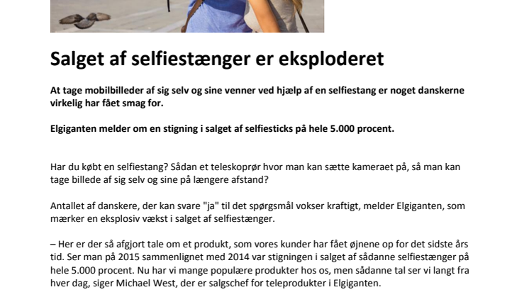 Salget af selfiestænger er eksploderet