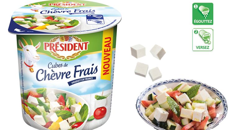 Getosttärningarna säljs i en smart förpackning där konsumenten först häller av vattnet genom en sil, och därefter häller ut tärningarna.
