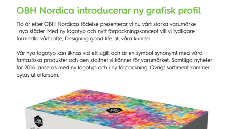 OBH Nordica introducerar ny grafisk profil