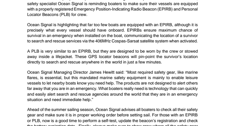 Strategies for a Safer Boating Season from Ocean Signal