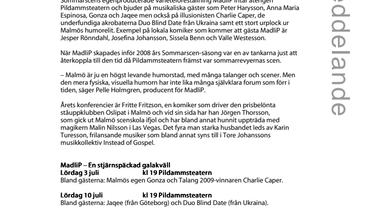 Varieté på Pildammsteatern i ny tappning