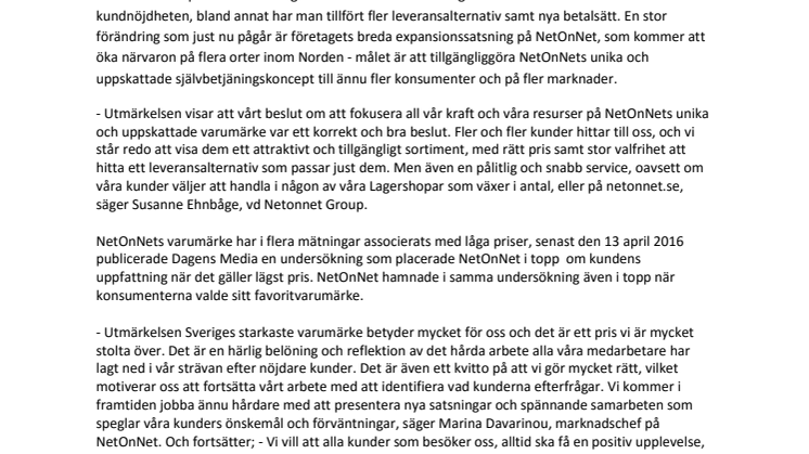 NetOnNet är Sveriges starkaste varumärke