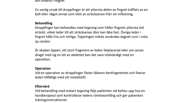 Droppfinger – oförmåga att sträcka yttersta leden på ett finger
