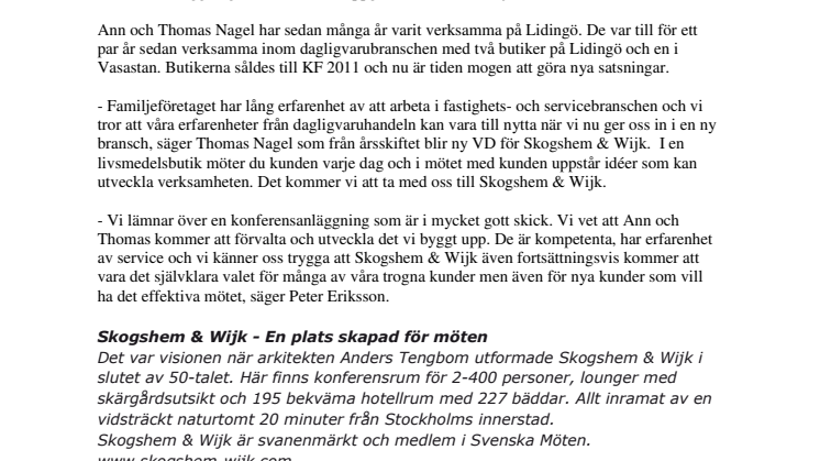 Nya ägare på Skogshem & Wijk