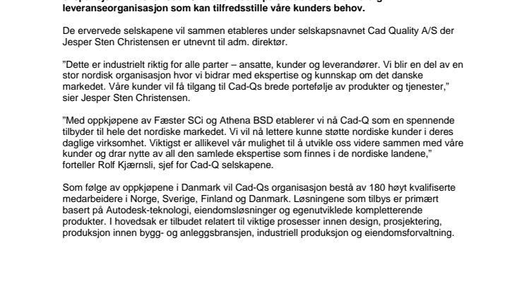 Cad-Q fortsetter sin sterke ekspansjon i Norden