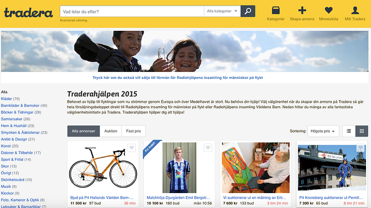 Över en miljon kronor har skänkts genom Traderahjälpen