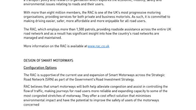 RAC Response to Planning Inspectorate inquiry into M4 (Junctions 3-12) smart motorway scheme