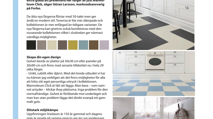 Skaparglädjen är den enda sanna glädjen - Forbo Flooring lanserar nya färger av storsäljaren Marmoleum Click!