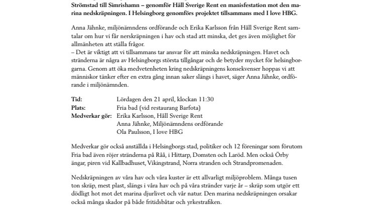 I love HBG och Håll Sverige Rent bjuder in till Kusträddarna på Fria bad