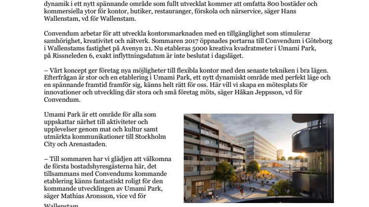 Convendum hyr över 5 000 kreativa  kvadratmeter i Umami Park 