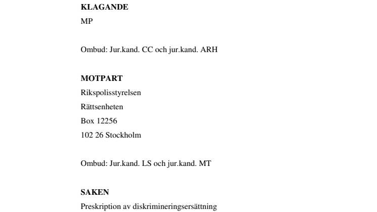 HD:s dom i mål mot Rikspolisstyrelsen