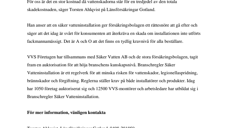 Branschregler förhindrar vattenskador 