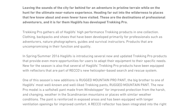 TREKKING PRO – HEADING FAR OUT INTO THE WILDERNESS