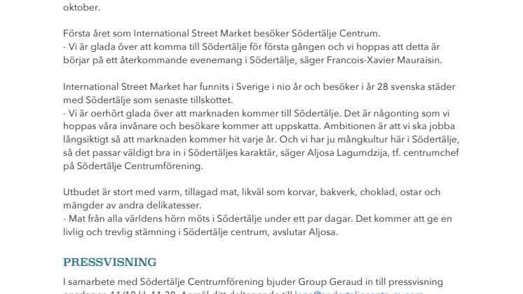 INTERNATIONAL STREET MARKET - matmarknad i Södertälje Centrum - Stora Torget