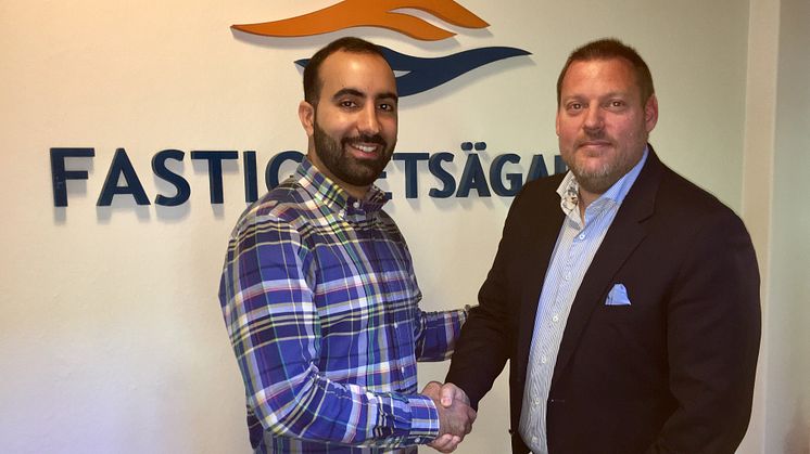 Hedi Kurda, VD HomeQ Technologies och Björn Söderholm, VD Fastighetsägarna MittNord
