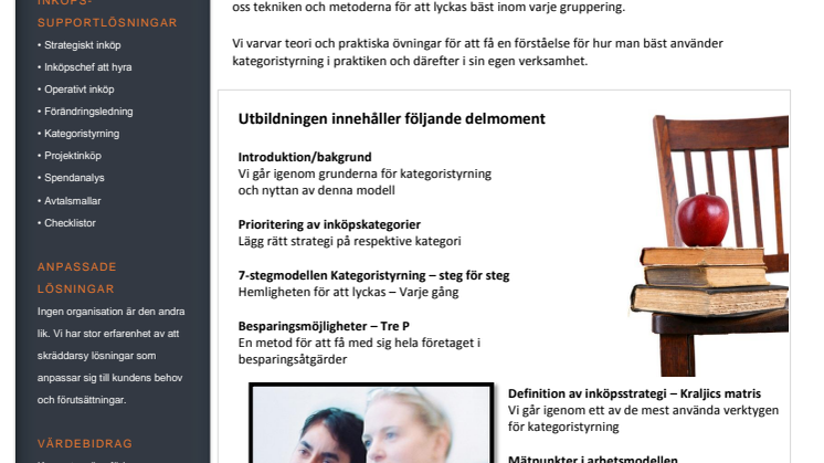 Produktblad Inköpsutbildning Kategoristyrning