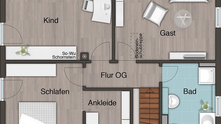 Grundriss Obergeschoss Stadthaus Flair 152 RE