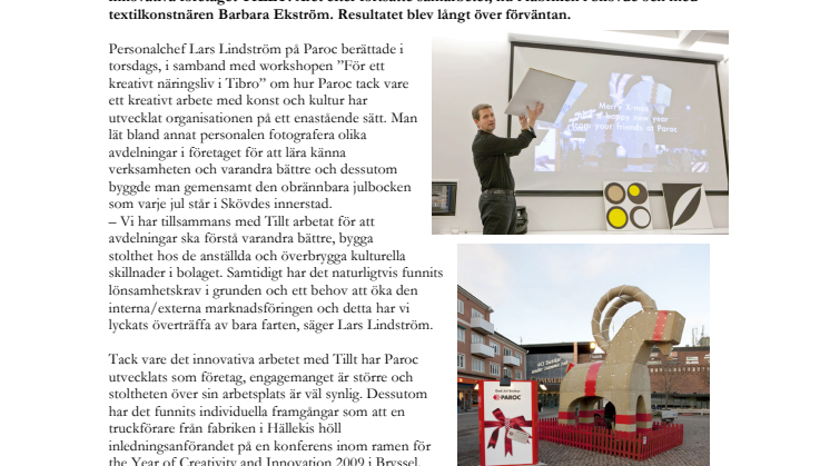 Innovativa projekt med konst och kultur – Paroc fick nytt perspektiv på företagets identitet 