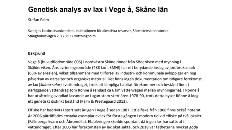 Här kan du ta del av rapporten om lax i Vege å