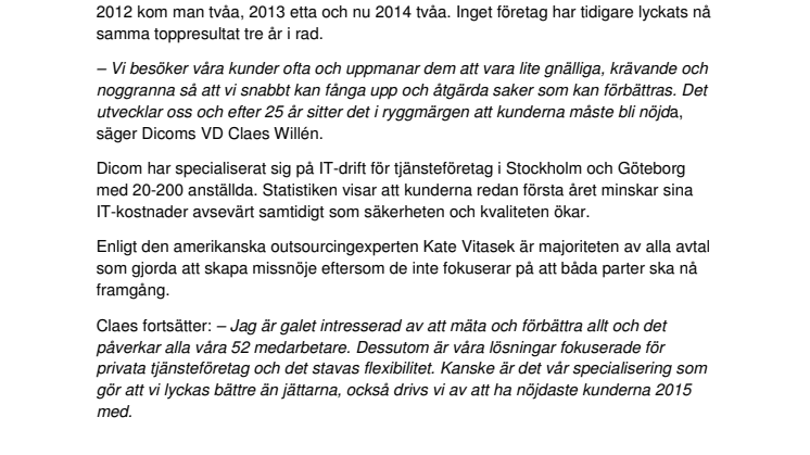 Dicom slår rekord i kundnöjdhet